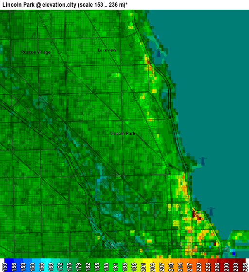 Lincoln Park elevation map