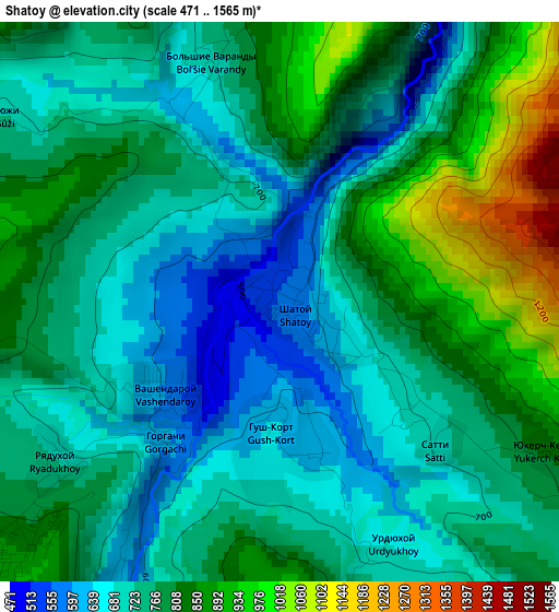 Shatoy elevation map