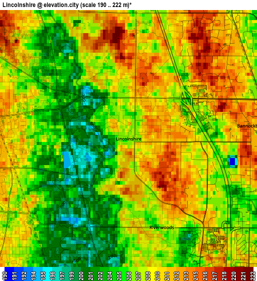 Lincolnshire elevation map