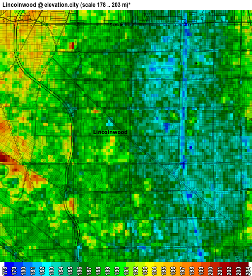 Lincolnwood elevation map