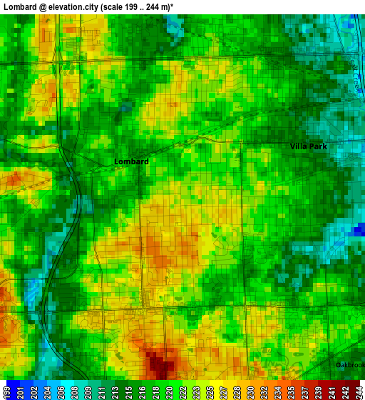 Lombard elevation map