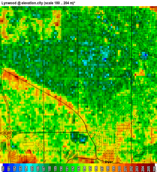 Lynwood elevation map