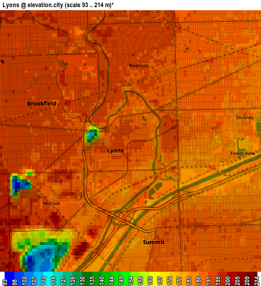 Lyons elevation map