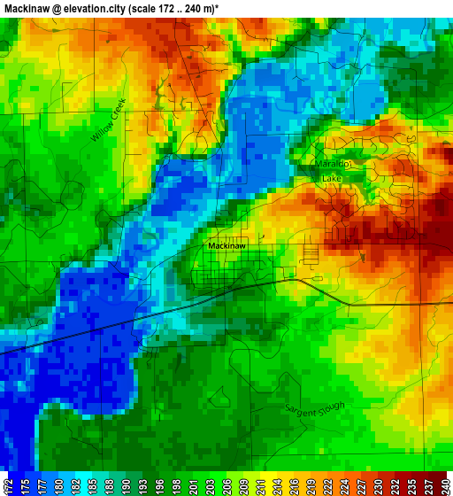 Mackinaw elevation map