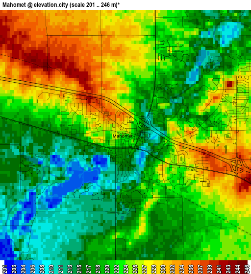 Mahomet elevation map