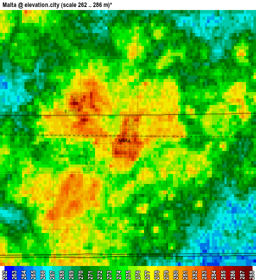 Malta elevation map