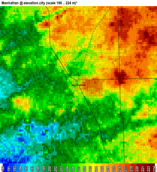 Manhattan elevation map