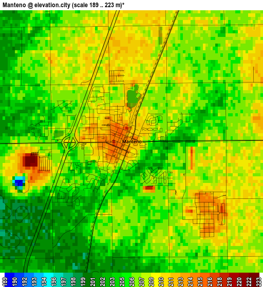 Manteno elevation map