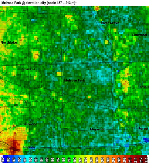 Melrose Park elevation map