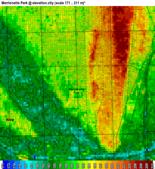 Merrionette Park elevation map