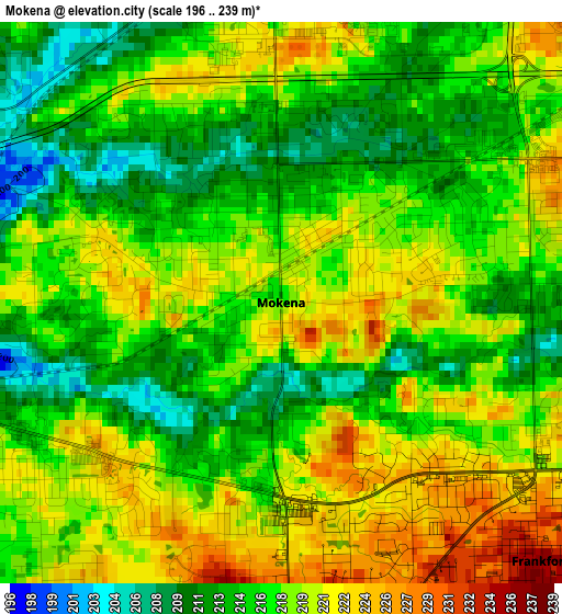 Mokena elevation map