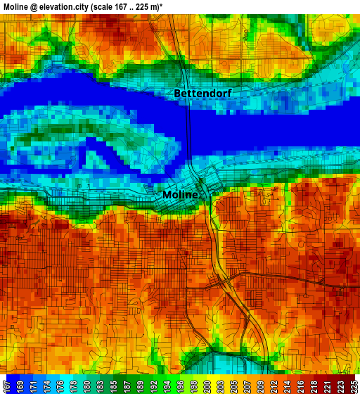 Moline elevation map