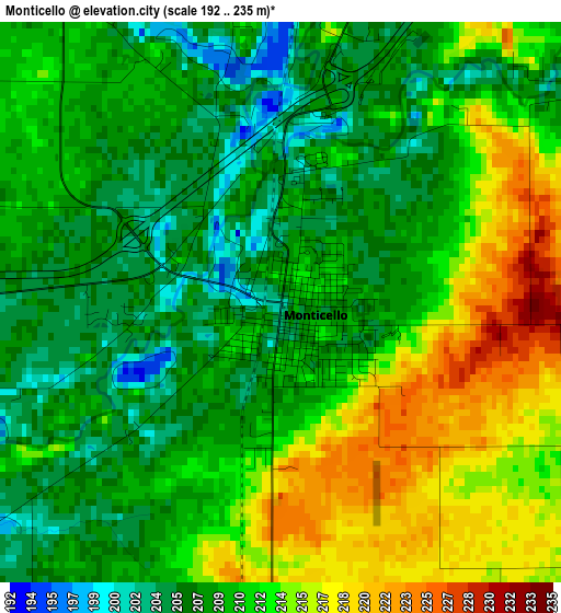 Monticello elevation map