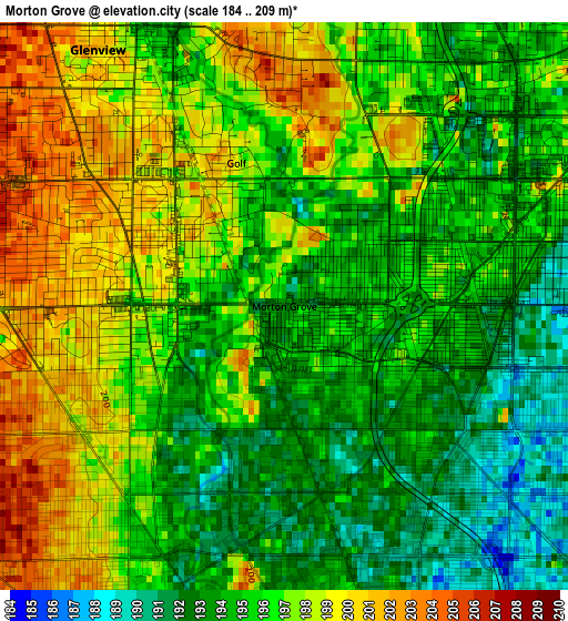 Morton Grove elevation map