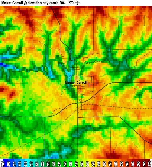 Mount Carroll elevation map