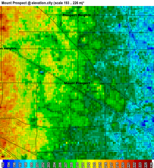 Mount Prospect elevation map