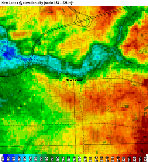 New Lenox elevation map