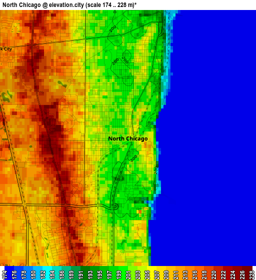 North Chicago elevation map