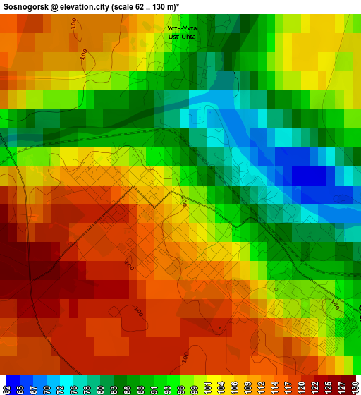 Sosnogorsk elevation map