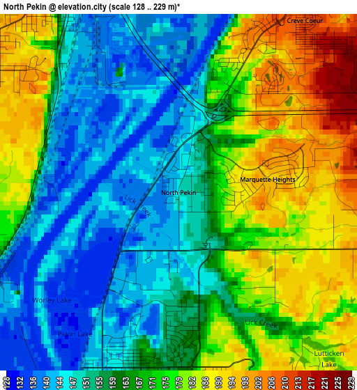 North Pekin elevation map