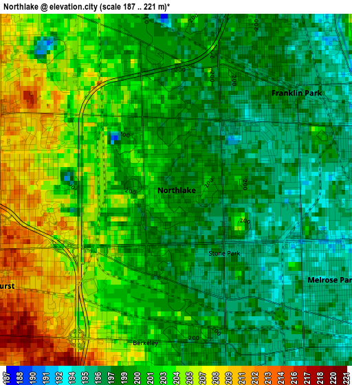 Northlake elevation map