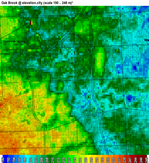 Oak Brook elevation map