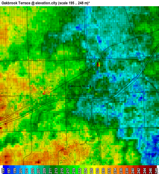 Oakbrook Terrace elevation map