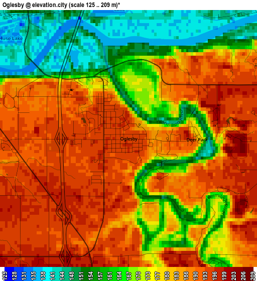 Oglesby elevation map