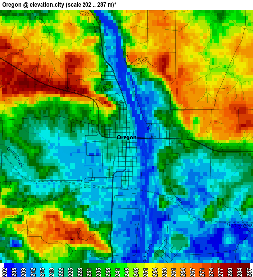 Oregon elevation map