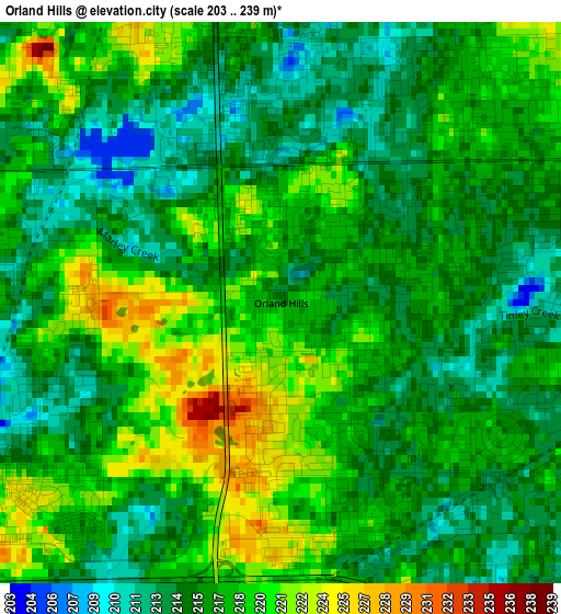 Orland Hills elevation map