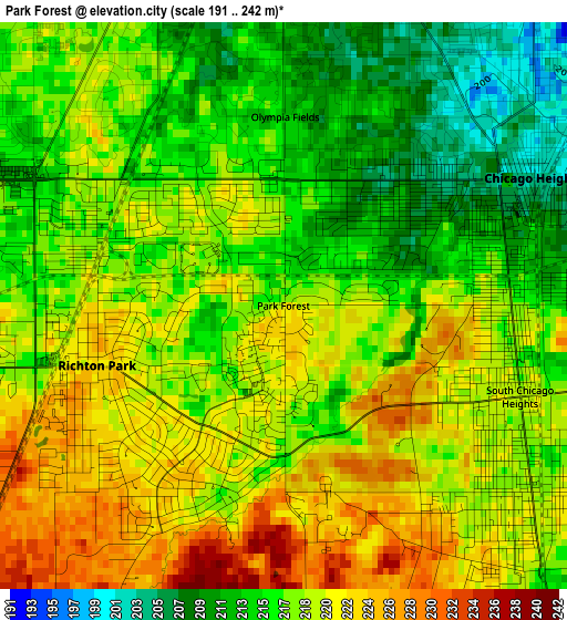 Park Forest elevation map