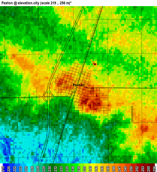 Paxton elevation map