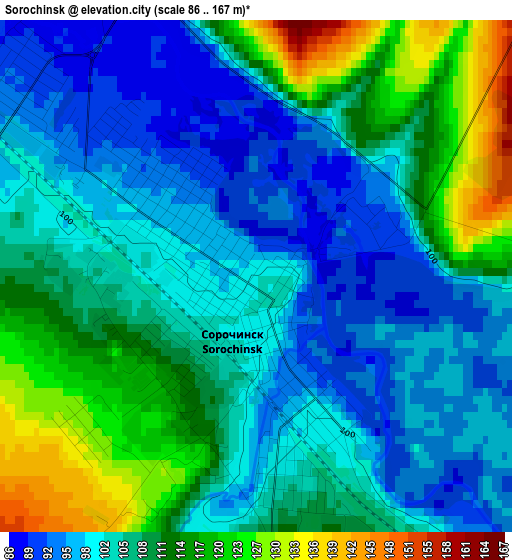 Sorochinsk elevation map