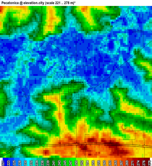 Pecatonica elevation map