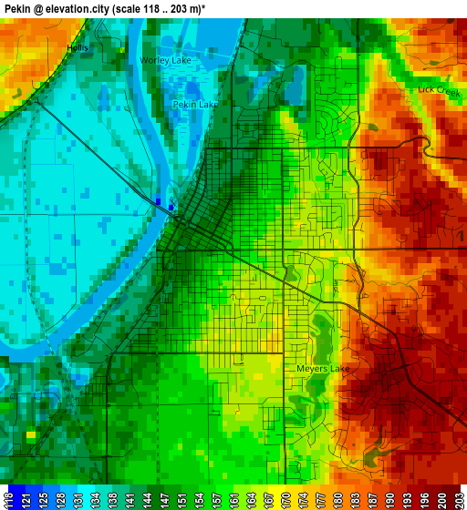 Pekin elevation map