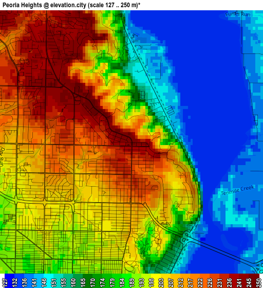 Peoria Heights elevation map