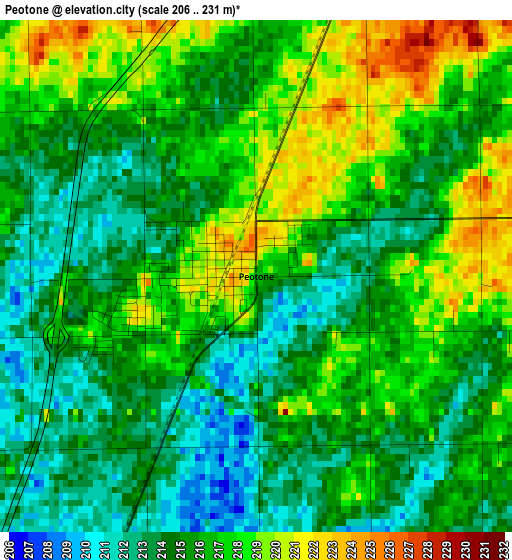 Peotone elevation map