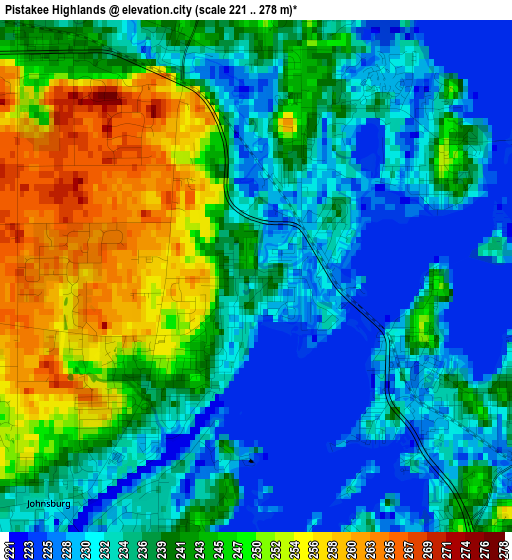 Pistakee Highlands elevation map