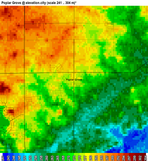 Poplar Grove elevation map