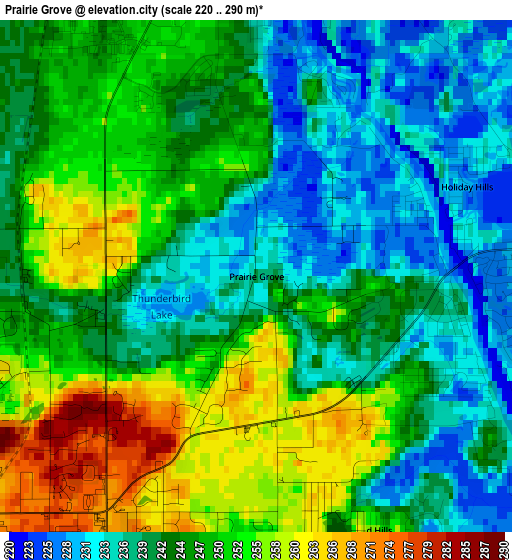 Prairie Grove elevation map