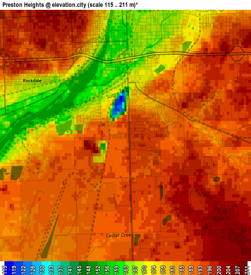 Preston Heights elevation map