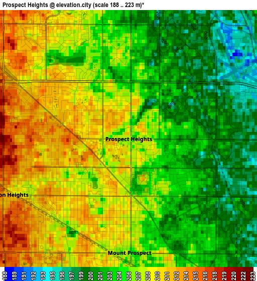 Prospect Heights elevation map