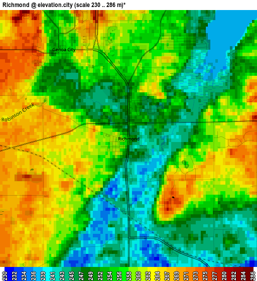 Richmond elevation map