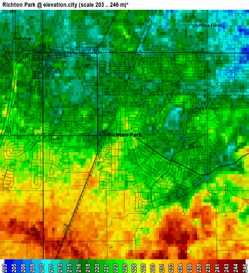 Richton Park elevation map