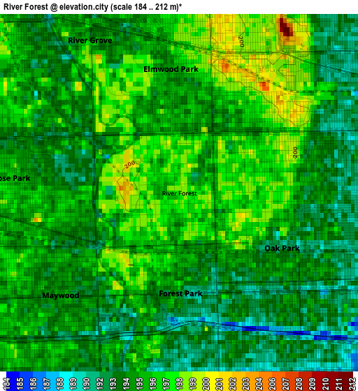 River Forest elevation map