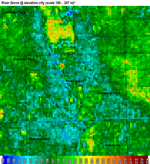 River Grove elevation map