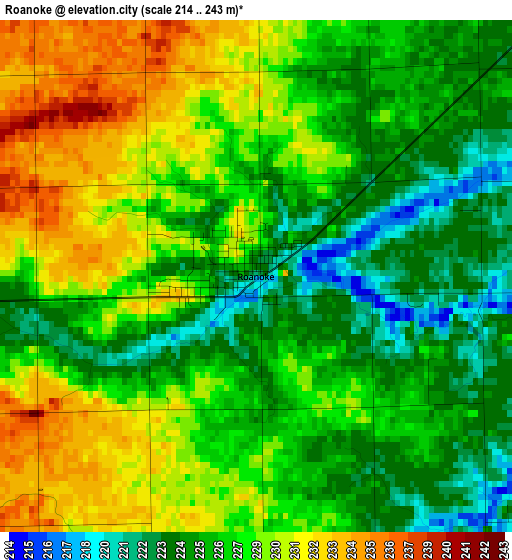 Roanoke elevation map