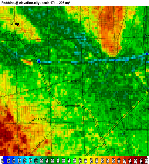 Robbins elevation map