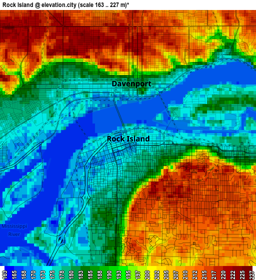 Rock Island elevation map