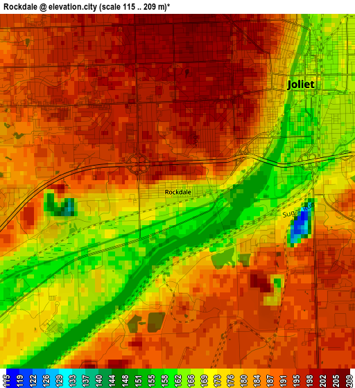 Rockdale elevation map